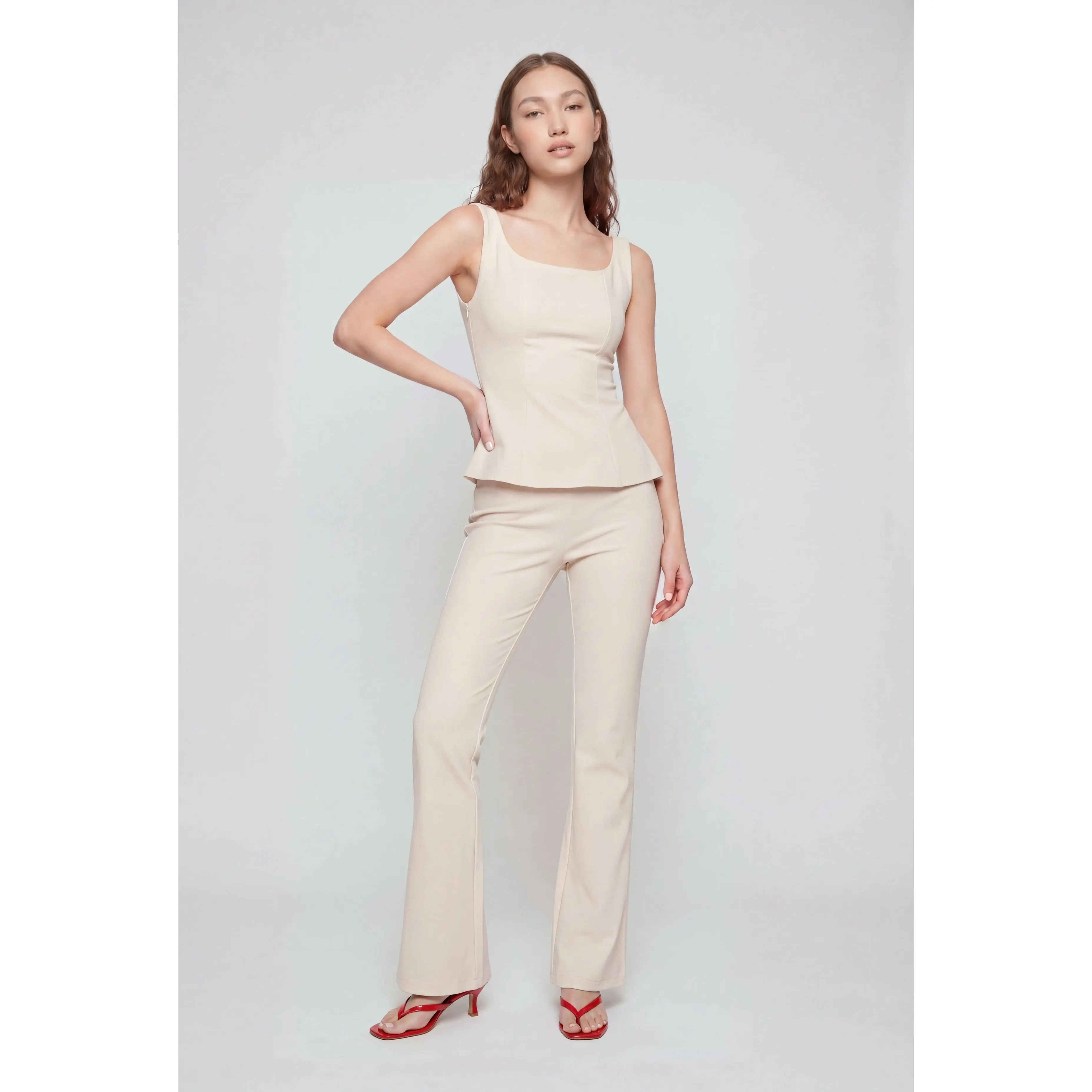 Crepe Boot Cut Pants