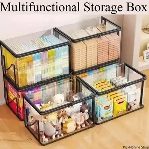 4pcs Stackable clear storage bins Large Stackable Clear Storage Bins With Hinged Lid Heavy Duty Transparent Organizer Box For Clothes Toys Books Aesthetic Closet Organization Space Saving Moving Supplies For Renters