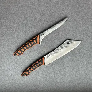 Tonggang 8" Chef Knife+6“Boning knife 10Cr15CoMoV Handmade Forged Kitchen Knife With G10 Orange Black Handle Kitchenware Cutting, Knives