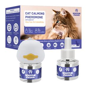 SoothePaws Cat Calming Pheromone Diffuser Kit — 1D+1R or 1D+2R (48 ml Refills) | Unscented & Drug-Free | Helps Reduce Scratching, Spraying, Hiding & Meowing | ~30 Days per Refill | Covers up to ~700 sq ft per Diffuser | 110–220V