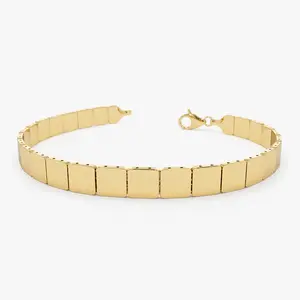 14k Gold Square Link Stacking Bracelet