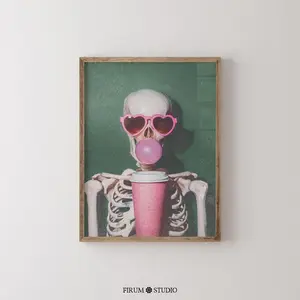 Vintage Skeleton Coffee Printable Wall Art Poster (PRODUCT DOES NOT INCLUDE FRAME)