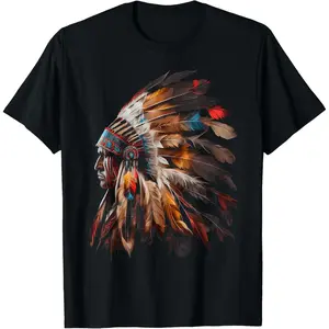 Native American Indian Headdress Graphic Tees Men Women T-Shirt Plus Size Oversized CrewneckWUujb shop
