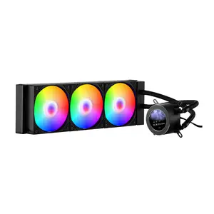 VEVOR CPU Liquid Cooler,  AIO CPU Water Cooler - 3 x 120mm PWN Fans & Pump, Customizable Black PC Liquid Cooler with 2.1'' LCD Display & ARGB light, for Intel 115X/1366/2011/1700/1200, AMD AM4/AM5