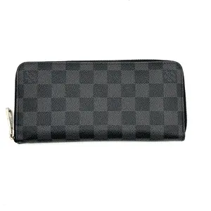 Pre-owned Louis Vuitton Canvas Wallet Zippy Damier Graphite Vertical #3352