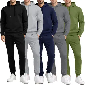 Mens Single Soft Fleece Cotton Blend Pullover Hoodie & Sweatpants Jogging Set
