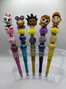 Disney-Style Doorables Character Beaded Pen | Handmade Princess Fan Gift Pen with Ink Refill