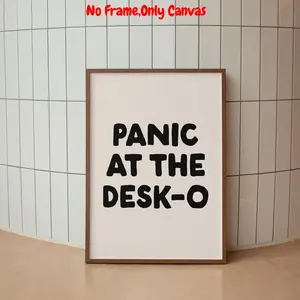 Panic at The Desk-o Poster, Unframed Art Print, Modern Canvas Wall Art, Wall Art Decor for Home Living Room Bedroom Office, Home Decor, Room Decor, Bedroom Accessories