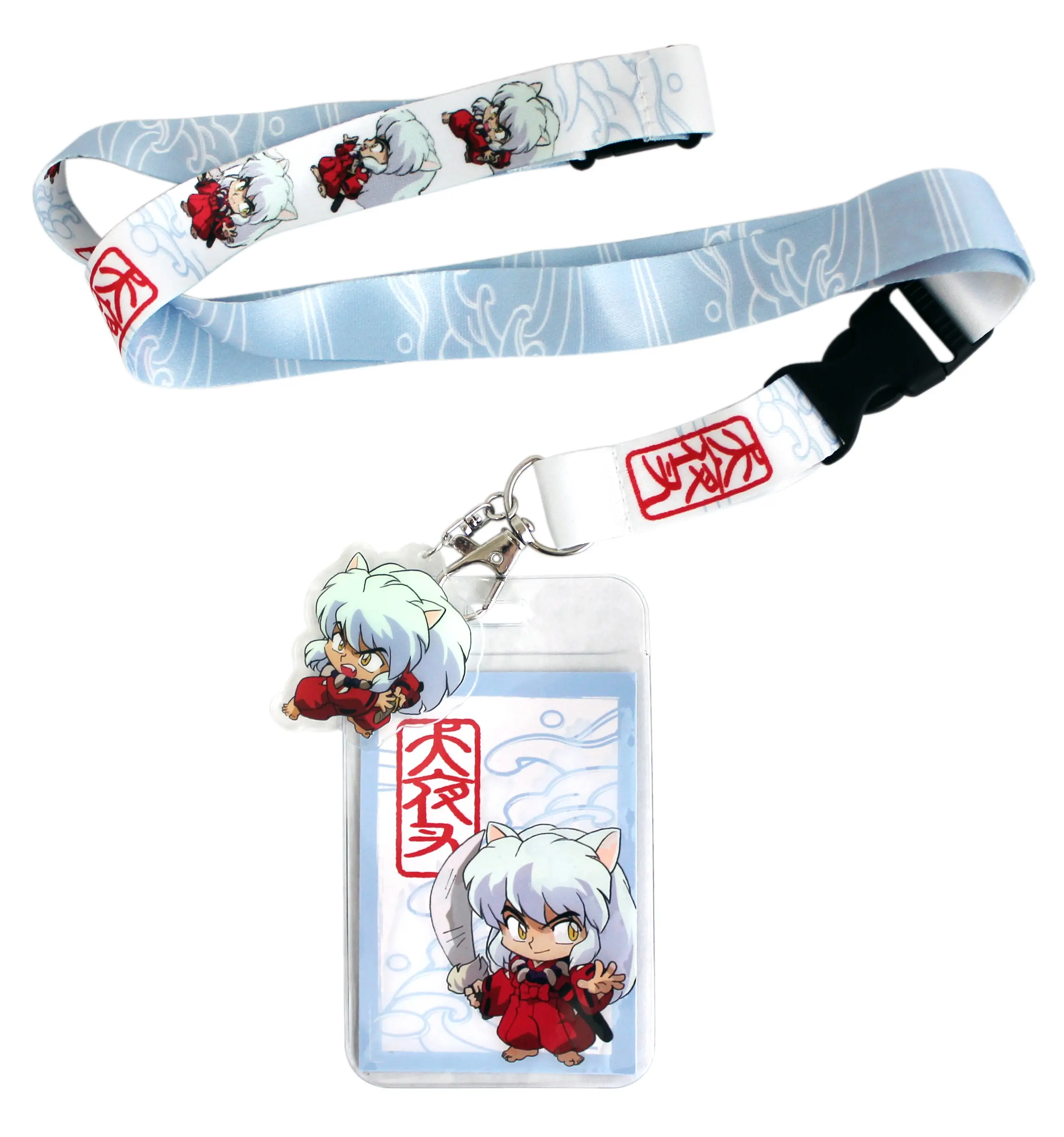 Inuyasha Anime Character Merchandise ID Badge Holder Lanyard, Keychain with 2" Acrylic Charm Plastic Pendant