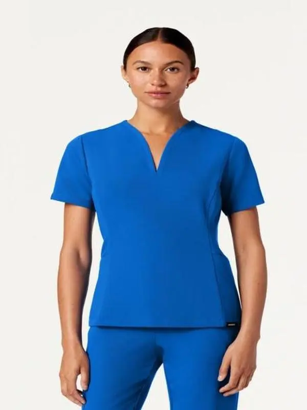 JAANUU Calix Women’s V-Neck Scrub Top – UltraLAST 4-Way Stretch, Moisture-Wicking, Fit & Flare Design with 2 Pockets