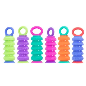 Krumples Fidget Plungys - 6 PACK - Finger Size Fidget Fun for Ages 1+ Made from Food Grade Silicone - Playful Soothing Engaging Unique Sensory & Auditory Experience