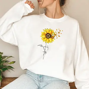 Sunflower Faith Sweatshirt, Christian Mom Inspirational Top, Perfect Bible Verse Gift for Mother’s Day, Blessed & Loved Women’s Apparel