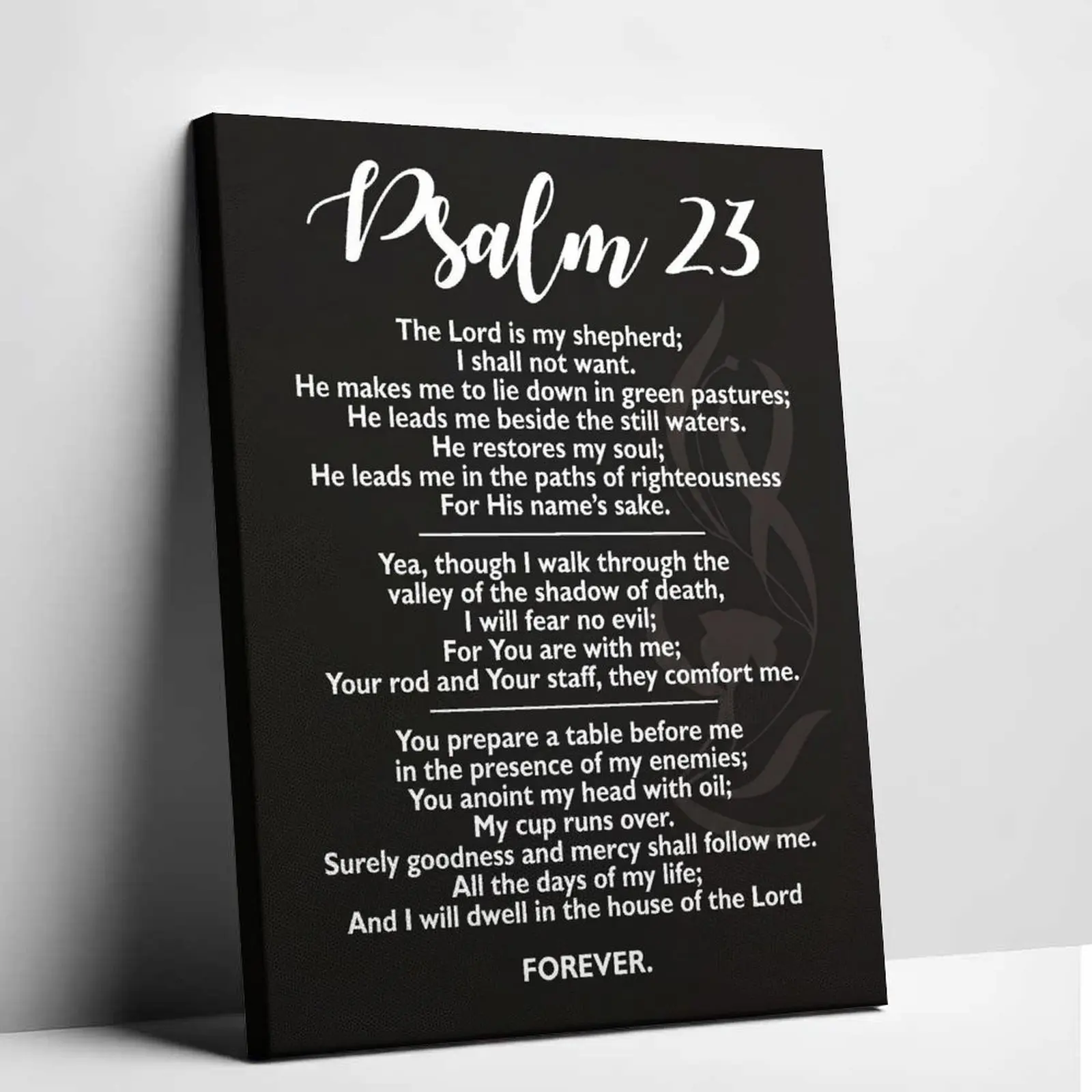 Inspirational Bible Verse Poster Psalm 23 Canvas Art Scripture Wall Decor Valley of Shadow of Death Comforting Faith Quote Print Christian Gifts for Family Living Room Hanging Artwork
