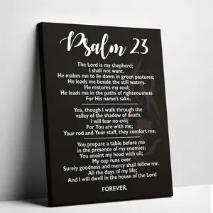Inspirational Bible Verse Poster Psalm 23 Canvas Art Scripture Wall Decor Valley of Shadow of Death Comforting Faith Quote Print Christian Gifts for Family Living Room Hanging Artwork