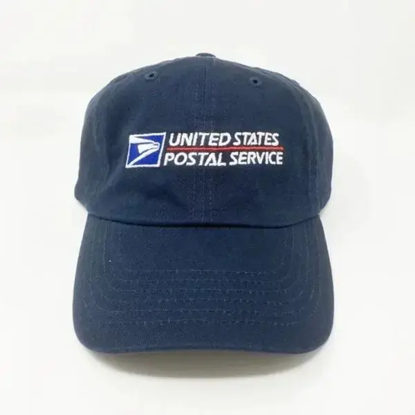 USPS Priority Embroidered Logo Dad Hat, Blue Adjustable Unisex Postal Cap