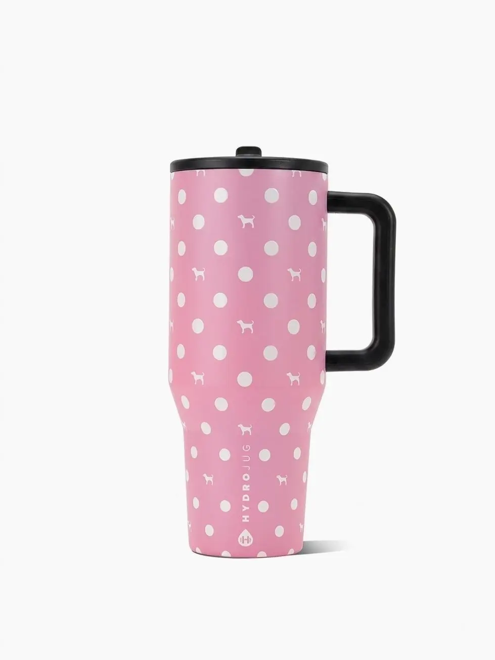 PINK HydroJug 40oz Traveler Water Bottle Pink Dot Dog Limited Edition, 40 Oz Traveler , Leak-Proof Insulated Tumbler with Flip Straw & Cup Holder Fit Flasks Lid Drinkware Leakproof Tumbler
