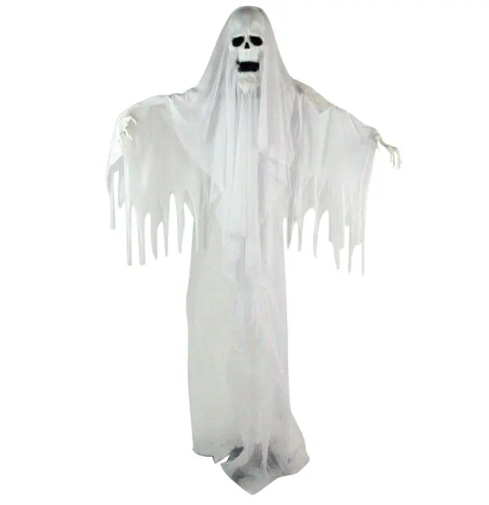 Haunted Hill Farm 6-Ft Tall Spooky Ghostly Talking Halloween Animatronic Prop, Touch-Activated Lights, Sound, Battery Operated, Indoor or Covered Outdoor Decor