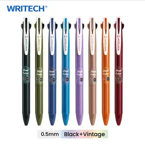 WRITECH Retractable Gel Ink Pens: Multi Colored 2 in 1 Colorful Click Pens Assorted Color 8ct Extra Fine Point Tip 0.5mm Journaling Smooth Writing Note Taking Coloring No Bleed & Smear & Smudge