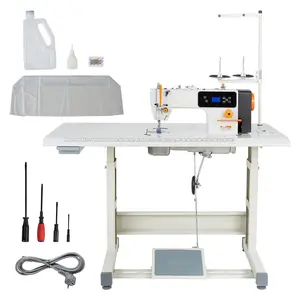 Industrial Sewing Machine With 550W Servo Motor And Table Stand, Auto Thread Trimmer, 5000 SPM High Speed, Sturdy Metal Frame, LCD Display Panel, Bright LED Light, Suitable For Cotton And Denim, Heavy Duty Manufacturing Grade