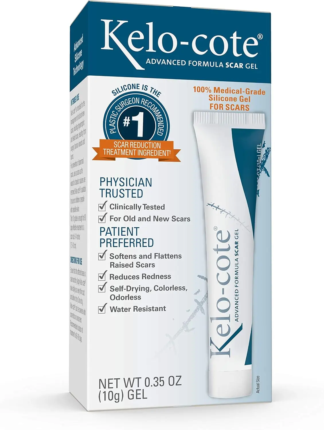 Kelo-cote Advanced Formula Scar Gel, 10 Gram | Treat & Prevent Hypertrophic & Keloid Scars from Injury, Burns, Surgery, Water Resistant, Safe for Sensitive Skin Healthcare