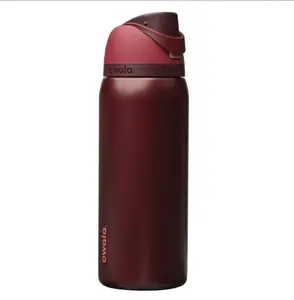 Owala FreeSip Insulated Stainless Steel Water Bottle with Straw, BPA-Free Sports Water Bottle, Great for Travel, 32 Oz, Black Cherry