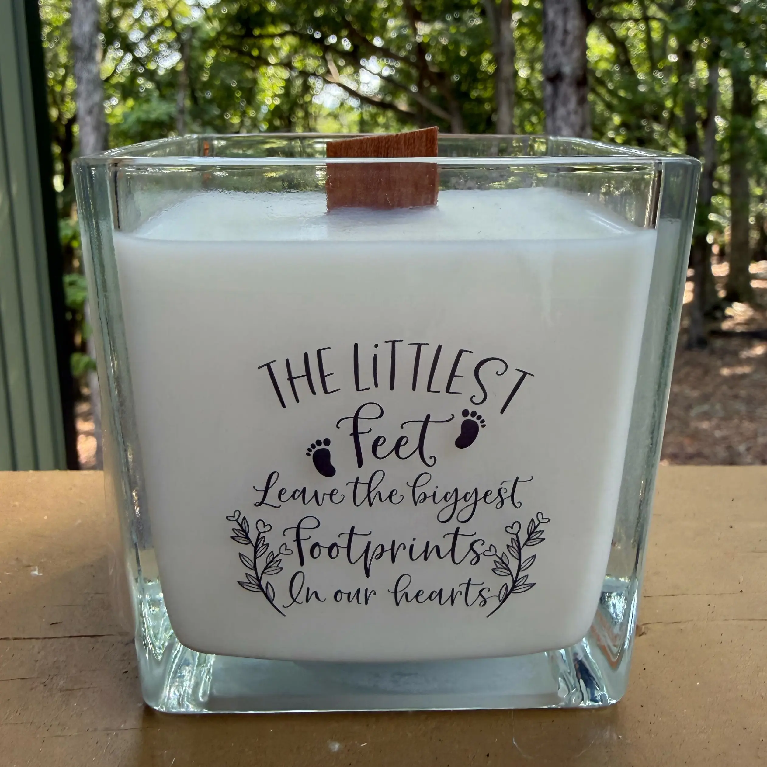New Baby Candle Gift - Cute Baby Quote Candle - The Littlest Feet Leave the Biggest Footprints in our Hearts - Baby Shower Gift Box