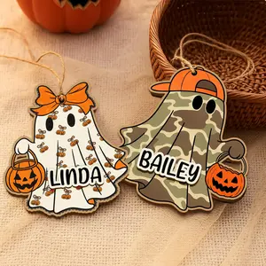Personalized 3D Ghost Halloween Basket Tag, Boo Basket Name Tag for Kids, Halloween Ornament, Halloween Basket Decor, Cute Ghost Name Tag