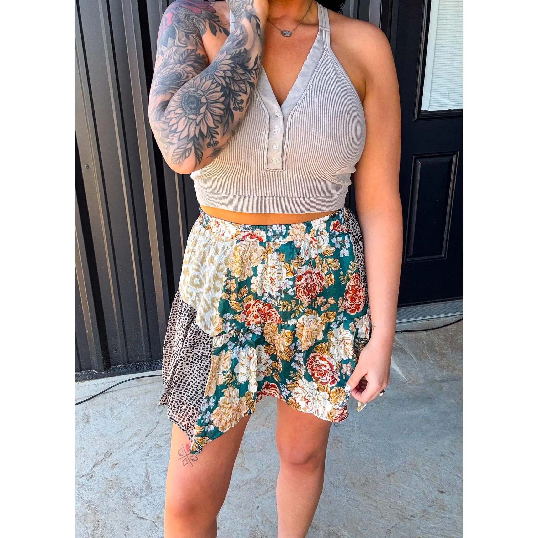 Leopard Asymmetrical Slip Skirt Leopard Asymmetrical Slip Skirt