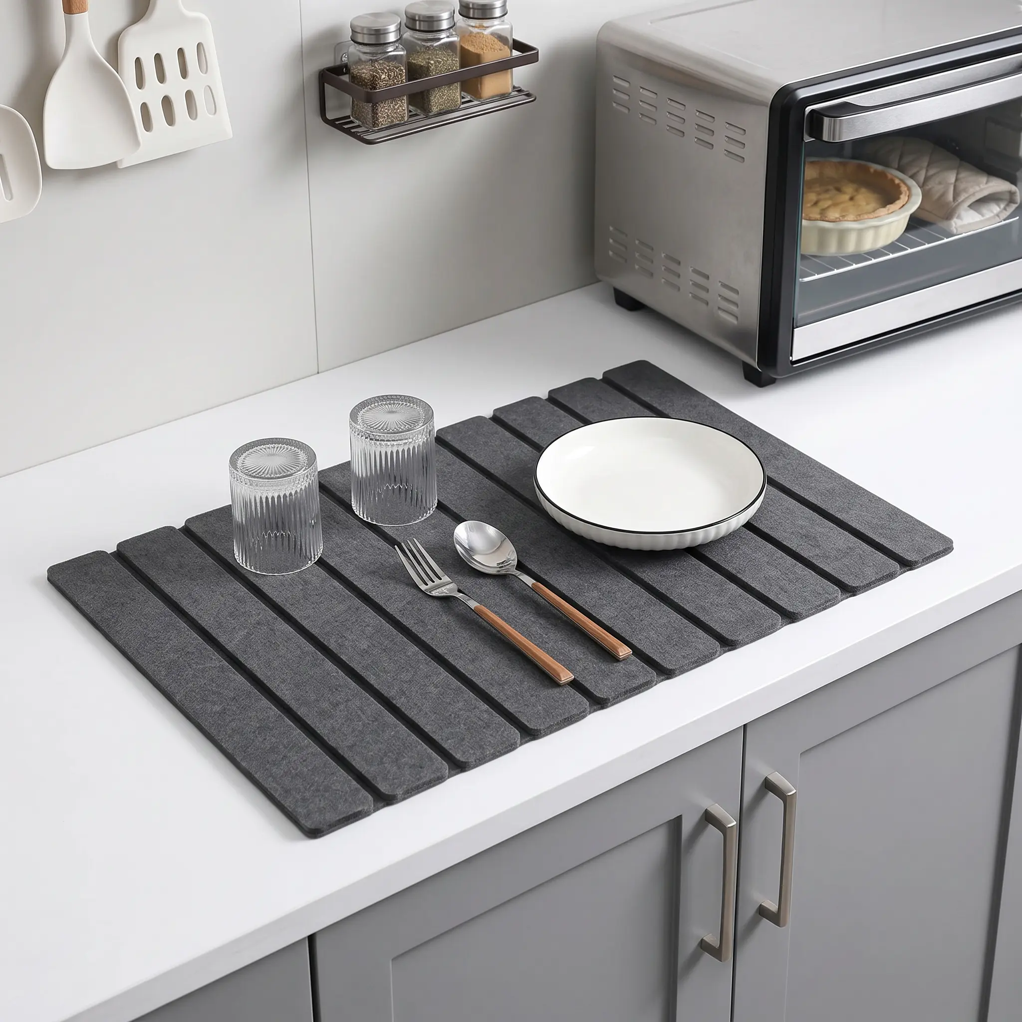 Foldable EVA Stone Kitchen Mat, Super Absorbent Quick Dry Kitchen Mat, New EVA Material, Eco-Friendly, Flexible Non-Slip Water Absorbing Kitchen Floor Mat, Easy to Clean & Easy to Store