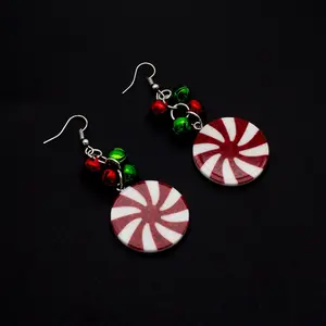 Peppermint Candy and Jingle Bells Christmas Earrings, Festive Holiday Jewelry, Fun Winter Earrings, Perfect Christmas Gift, Cute Xmas Accessories, Holiday Party Earrings, Sweet Peppermint and Bell Design, Vibrant Christmas, Unique Winter Celebration