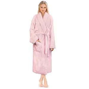 PAVILIA Premium Womens Plush Soft Robe Fluffy Warm, Fleece Faux Shearling Shaggy Bathrobe (Light Pink, 2X-3X), Easter Gift