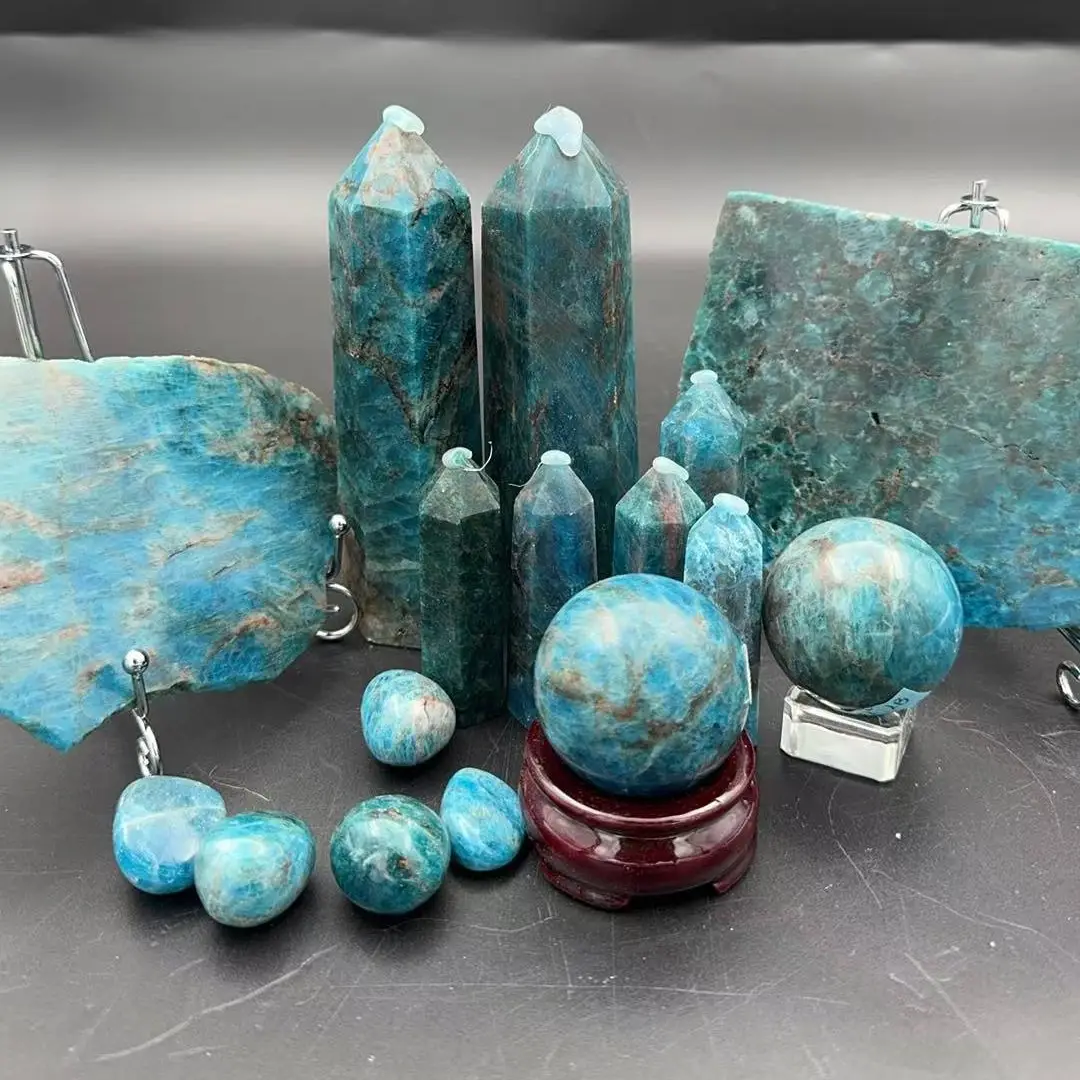 Aura Crystal US All blue apatite Product Check Options for Variations - Diverse Shapes & High-Quality Natural Stone Decor for Home or Office