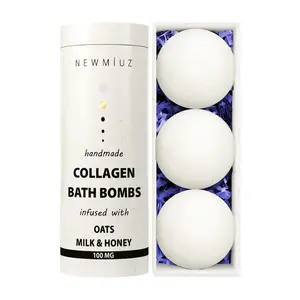 XL Collagen Bath Bombs | Colloidal Oats, Milk & Honey | Moisturizing & Hydrating Body Care Body Wash