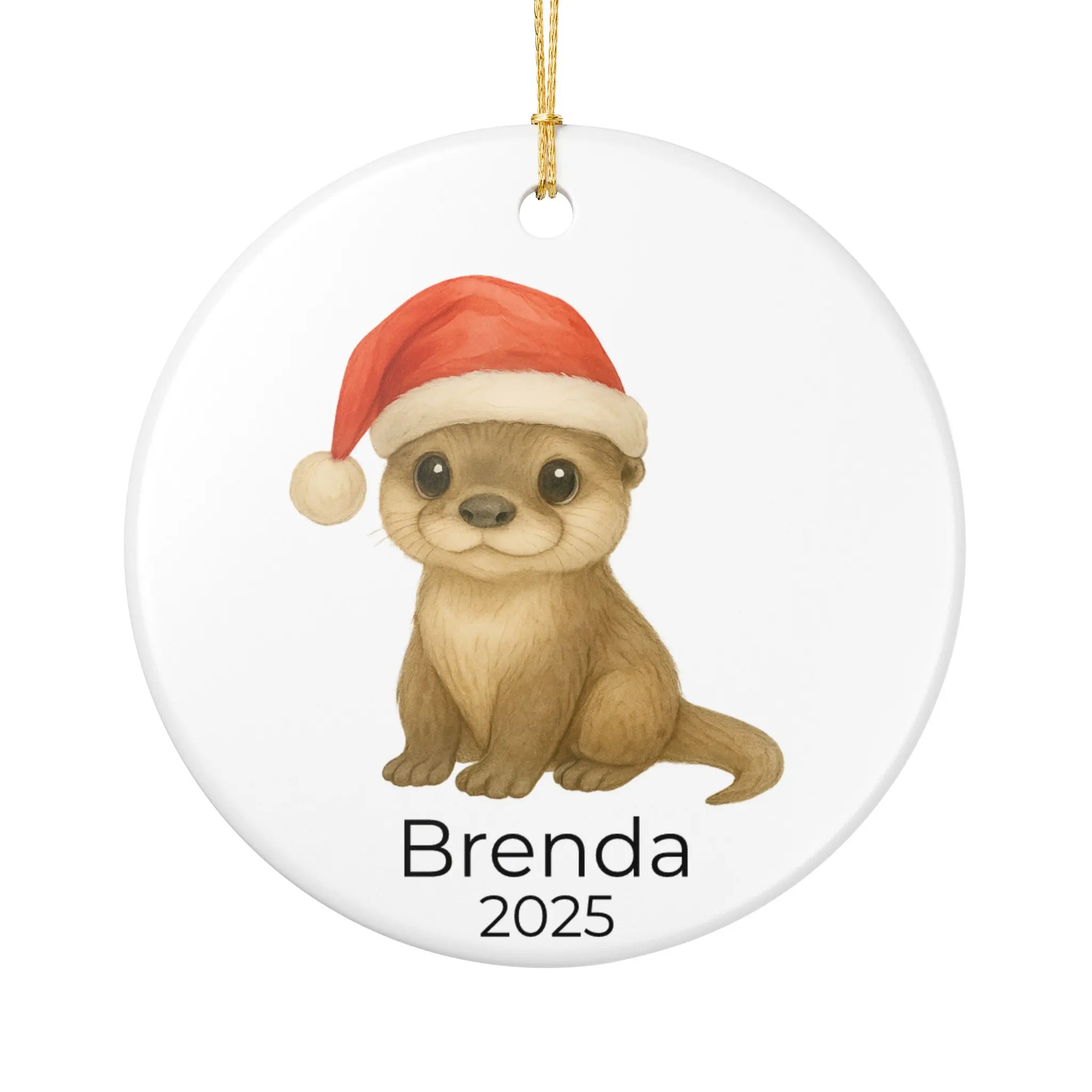 Personalized Baby Otter Christmas Ornament - Cute Water Animal Holiday Decoration - Custom Name & Year Gift for Kids or Adults