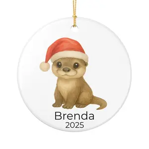 Personalized Baby Otter Christmas Ornament - Cute Water Animal Holiday Decoration - Custom Name & Year Gift for Kids or Adults