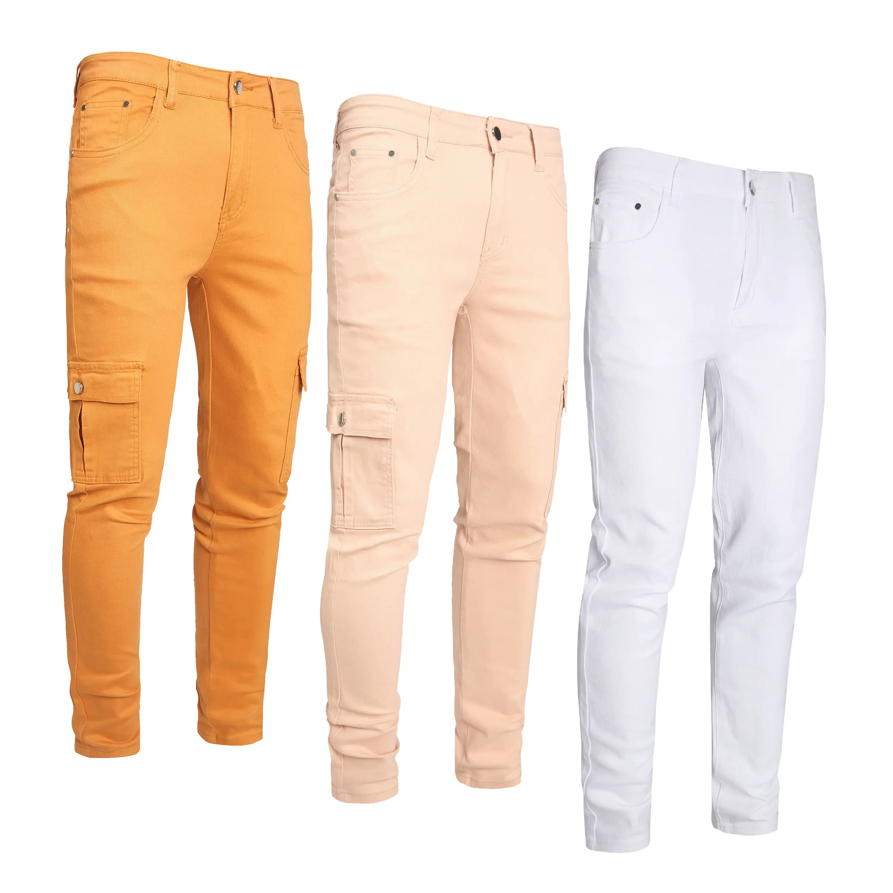 (3 Pack)White-Dark Khaki-Khaki