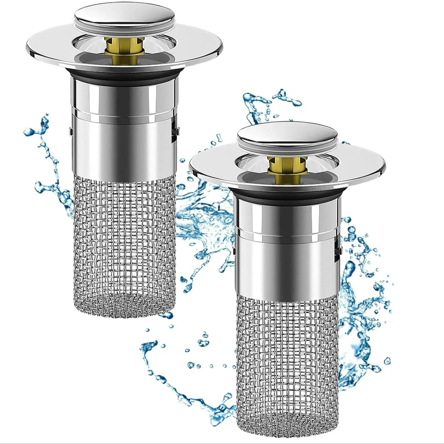 Stainless Steel Sink Drain Filter, 1 Count/2 Counts Anti-clogging Basket Strainer, Portable Shower Drain Hair Stopper, Universal Drain Cover Filter