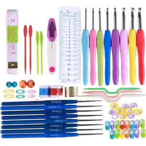 64 Pieces 16 Sizes Crochet Hook Set Needles Stitches Knitting Craft Case Crochet Set Yoker Weave Yarn Set