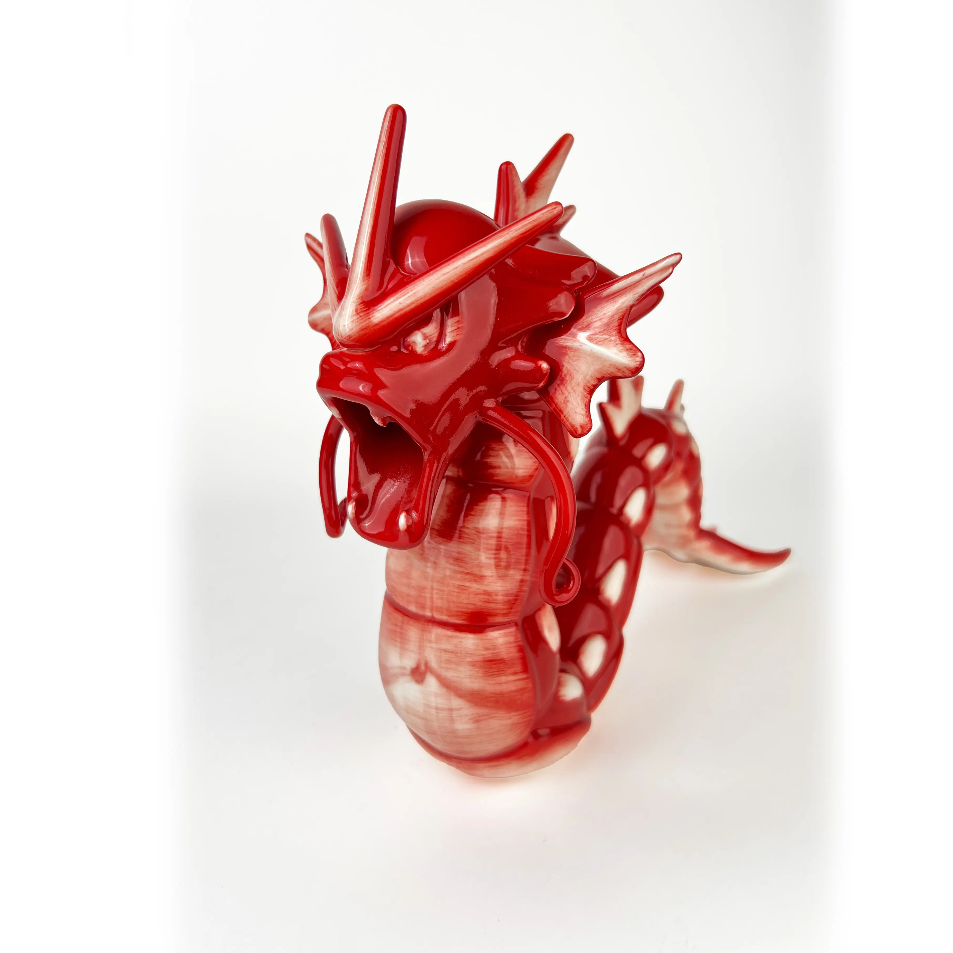 Crimson Serpent Dragon – Handmade High-Fire Porcelain Collector Figurine
