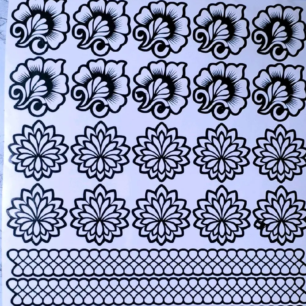 Freestyle Patttern And Strips Henna Stencil/Sticker Combo (3N1).