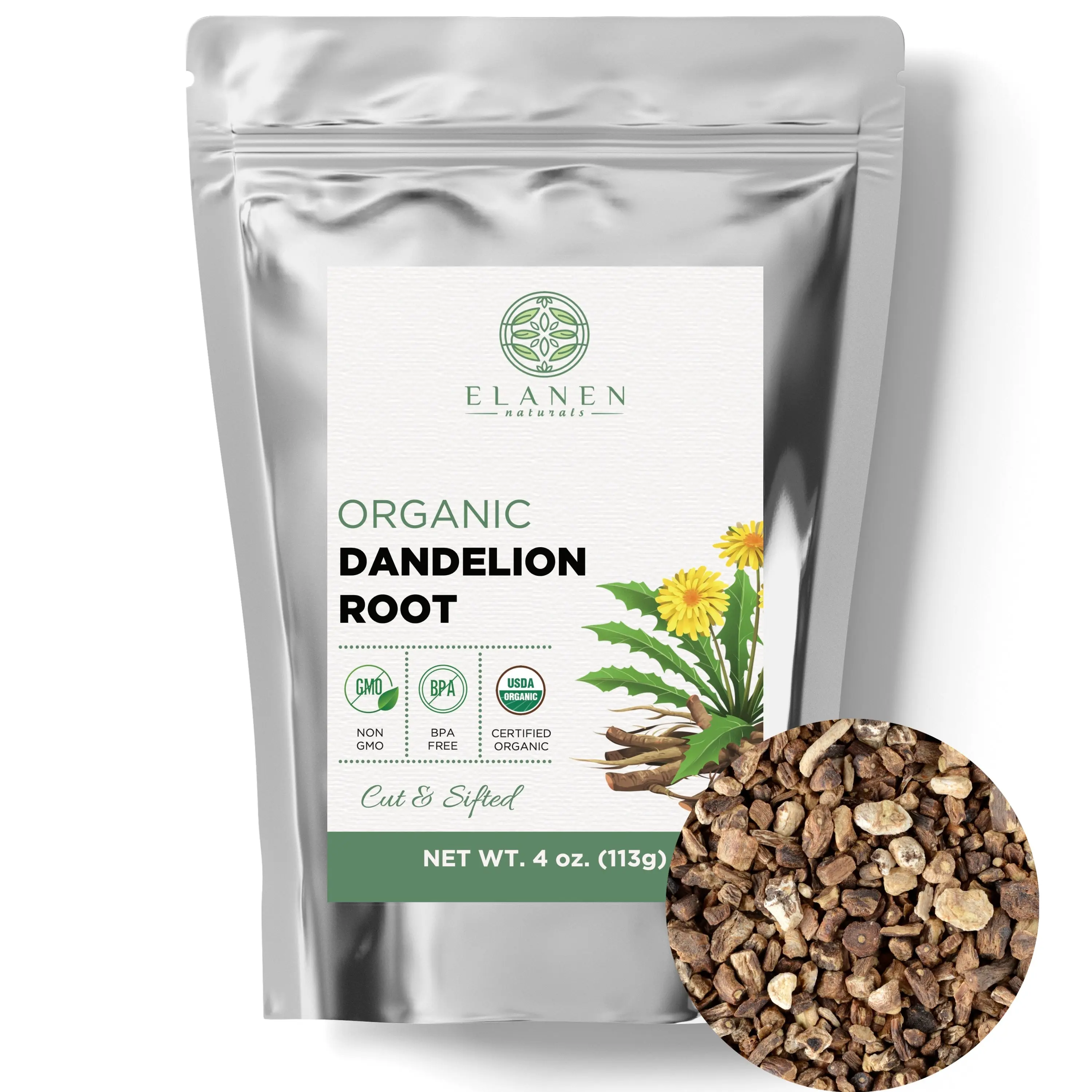 Dandelion Root, USDA Certified Organic, Cut & Sifted Dandelion Root, USDA Certified Organic, Cut & Sifted