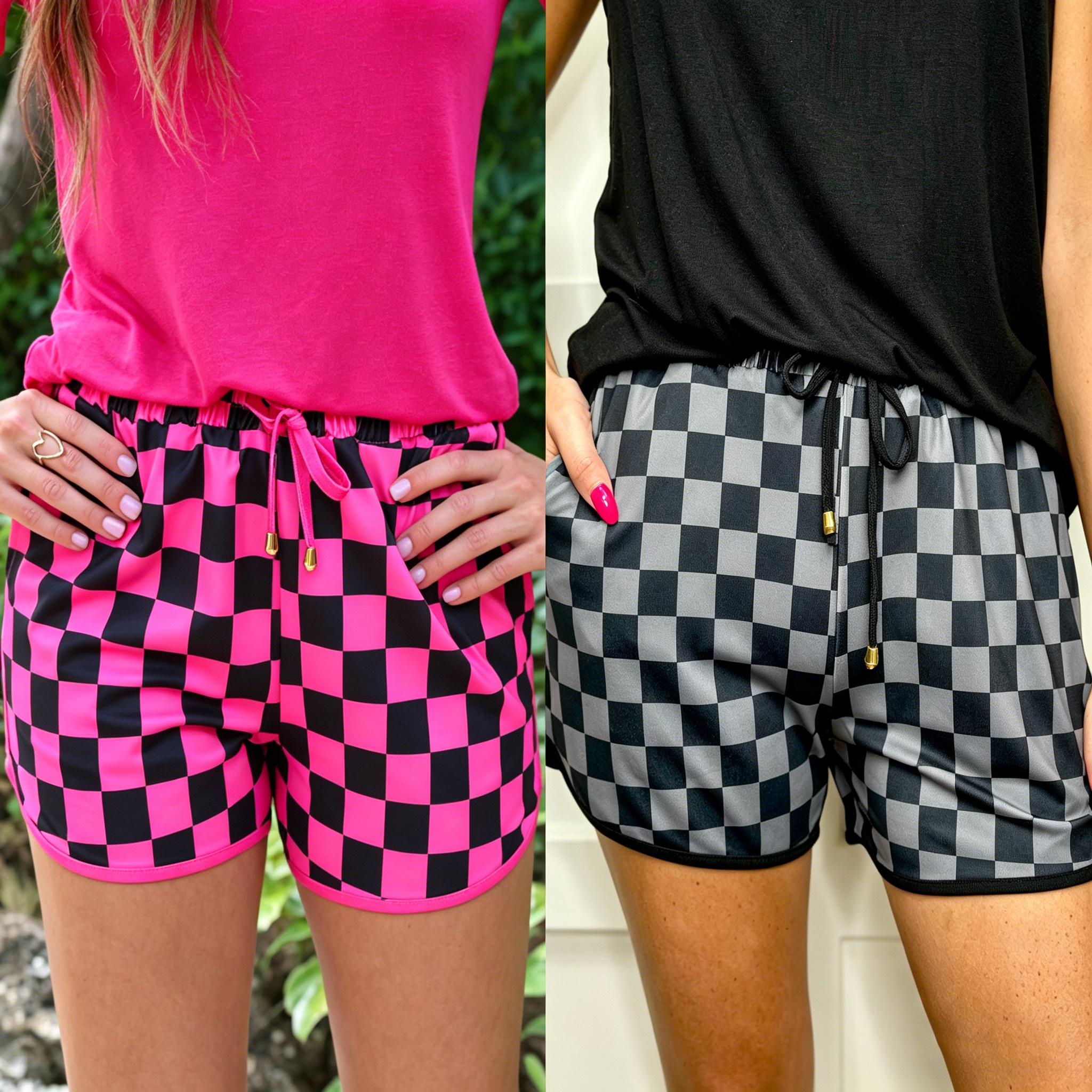 Mntaor Women's 2025 Checkered Drawstring Elastic Waist Casual Summer Shorts - Fitted Style with Adjustable Fit for Comfortable Outfit
