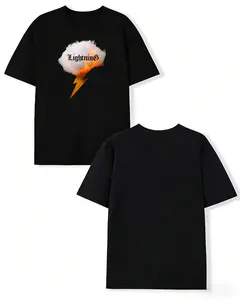 Retro Lightning Bolt Cloud T-Shirt - Gothic "Lightning" Graphic, Cool Casual Cotton Tee