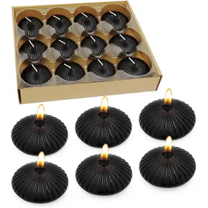 Black Floating Candles for Cylinder Vases, 24 Pack 2 Inches Water Tealight Candles for Halloween Dinner Holiday Decoration