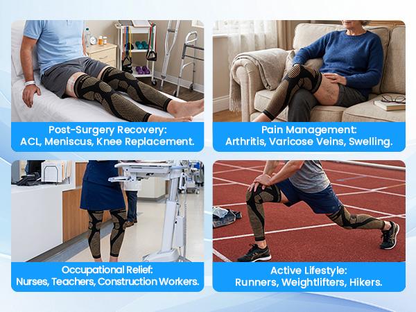 UGEM 20-30mmHg Copper Compression Sleeves for Varicose Veins & Swelling - Non-Slip Full Leg Support (Medias para Circulación y Varices)