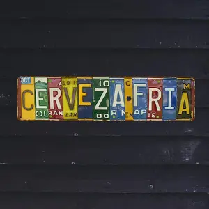 Vintage Spanish Beer Sign, Retro Bar Decoration, Decorative Plaque, Metal Sign, Pre-Drilled for Easy Hanging, Ideal Birthday or Housewarming Gift, 4x16 Inches