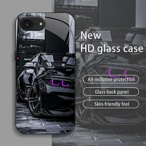 Black Racing drop-resistant glass phone case suitable for [iPhone 16e] protective film full cover protective glass back panel skin-friendly feel 995