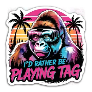 I'd Rather Be Playing Tag Gorilla Gamer VR Funny Waterproof Vinyl Sticker 7E8