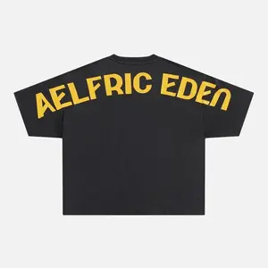 Aelfric Eden Curved Arch Logo Boxy Tee Oversized Boxy Fit Back Curved Arch Logo Print Heavyweight Cotton Fabric Retro Streetwear Unisex Top