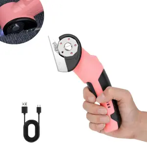 Electric Fabric Scissors USB Rechargeable Wireless 4.2V Precision Cutting Tool for Clothing Carpets Leather Ergonomic Pink Black Detachable Blade Stylish Metal Accents Durable Sewing Kit